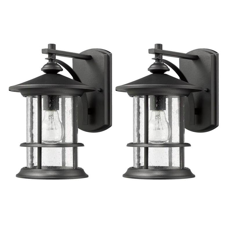 Belle 1 Light Transitional Outdoor Wall Lantern in 2 Pack - Large - Matte Black
