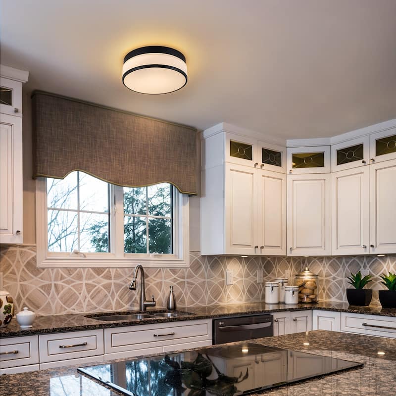 Selectable LED Flush Mount Ceiling Light with Frosted Glass