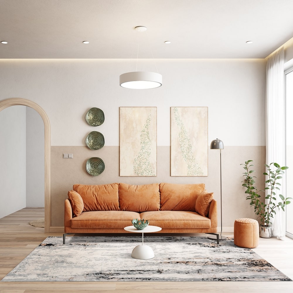 Gertmenian Arlo High Low Transitional Modern Gray Ivory Black Indoor Area Rug Collection