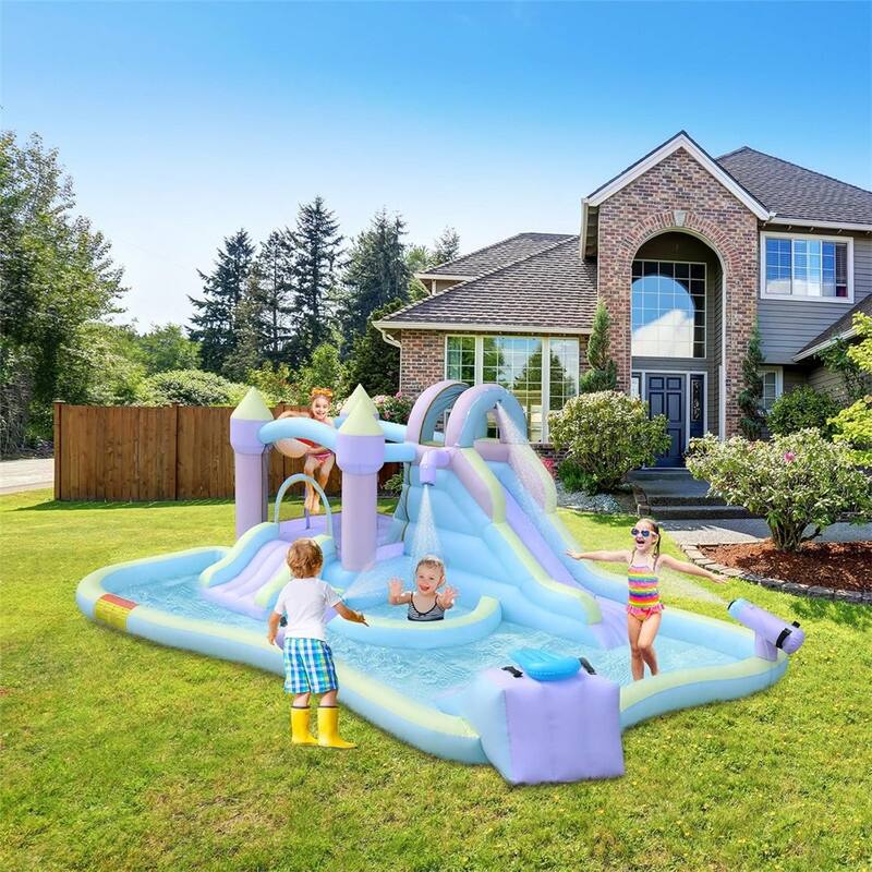 Inflatable Bounce House With Double Water Slide And Air-Blower
