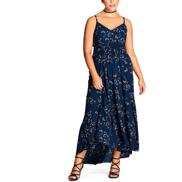 Shop City Chic Womens Plus Maxi Dress Ruched Floral Print ...