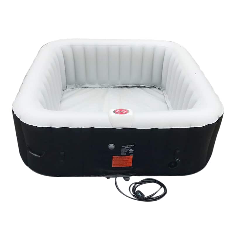 ALEKO Square Inflatable Jetted 6 Person Hot Tub Spa With Cover - Black