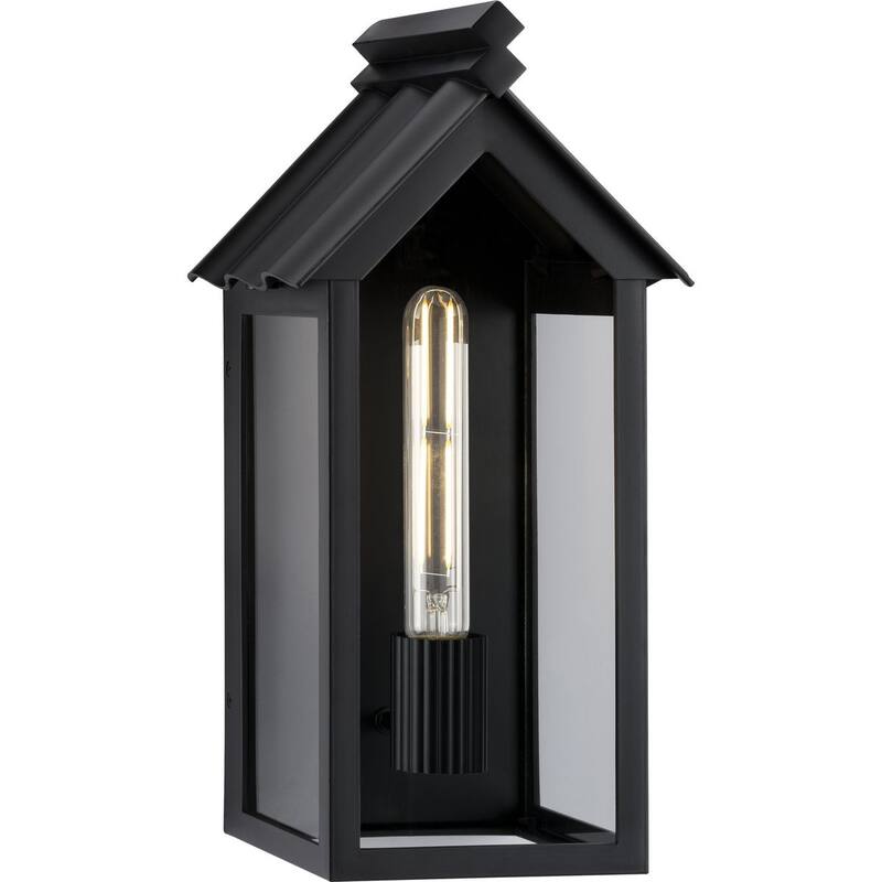 POINT DUME® Dunemere Matte Black Outdoor Wall Lantern with DURASHIELD - 8 in x 7.125 in x 16 in - 8 in x 7.125 in x 16 in
