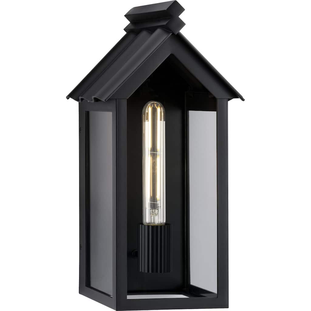 POINT DUME® Dunemere Matte Black Outdoor Wall Lantern with DURASHIELD - 8 in x 7.125 in x 16 in