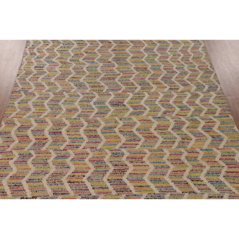 Moroccan Oriental Large Area Rug Hand-Knotted Wool Carpet - 9'4" x 14'10"