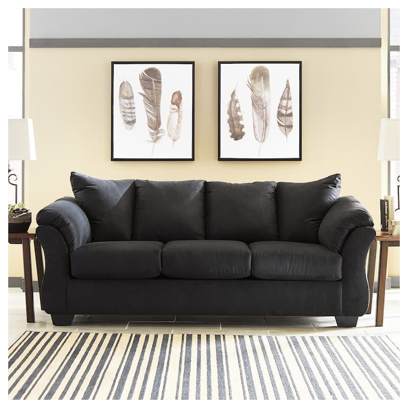 Signature Design by Ashley, Darcy Contemporary Black Sofa - Black