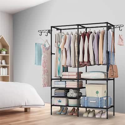 Heavy Duty Garment Rack with Shoe Shelves