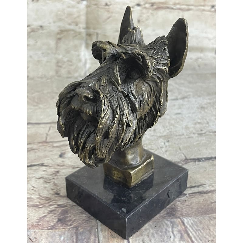 100 Percent Solid Bronze Schnauzer Scottish Terrier Imitative Dog Animal Bookend Sculpture Figurine