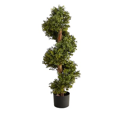33" Boxwood Topiary Spiral Artificial Tree (Indoor/Outdoor) - 6"