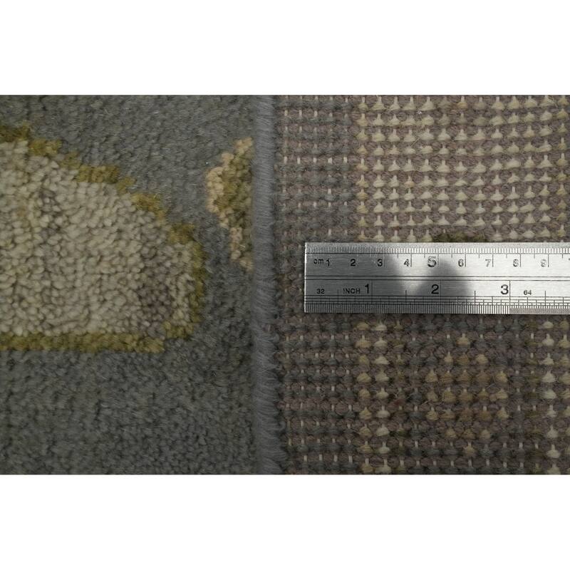 All-Over Gray Floral Oushak Indian Area Rug 9x12 - 12' 1'' X 8' 8''