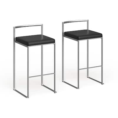 Silver Orchid Forrest Stackable Faux Leather Bar Stools (Set of 2) - N/A