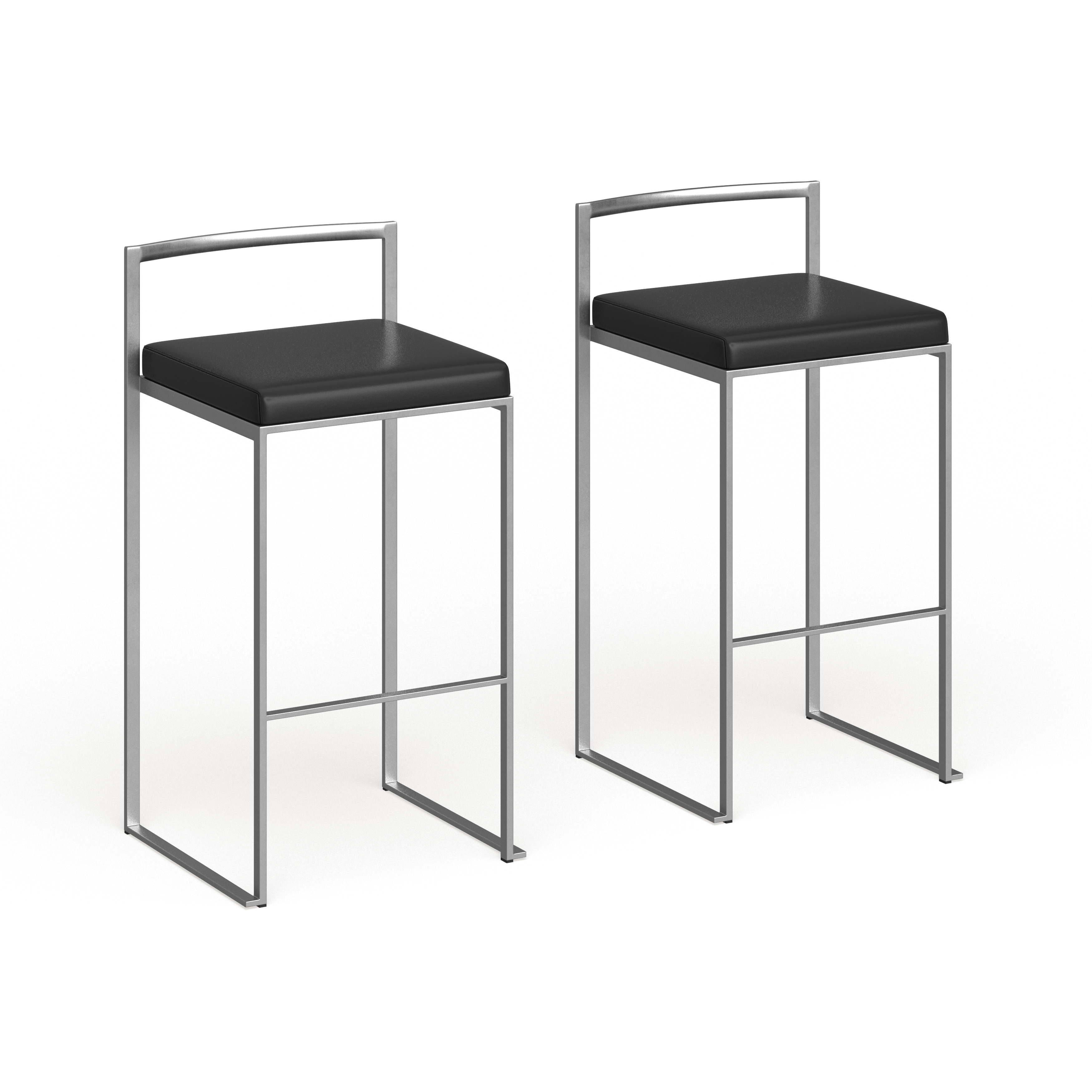 Silver Orchid Forrest Stackable Faux Leather Bar Stools (Set of 2)