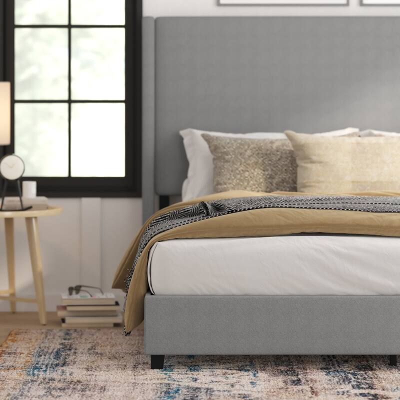 Upholstered Platform Bed with Channel Stitched Headboard