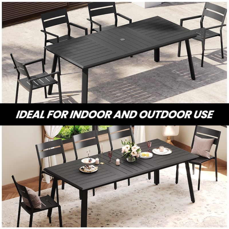 Outdoor Aluminum Dining Table with Umbrella Hole