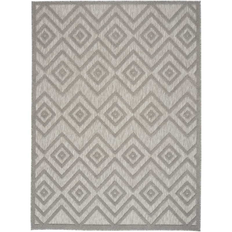 Nourison Versatile Indoor/Outdoor Geometric Flatweave Area Rug - 6' x 9' - Silver/Grey