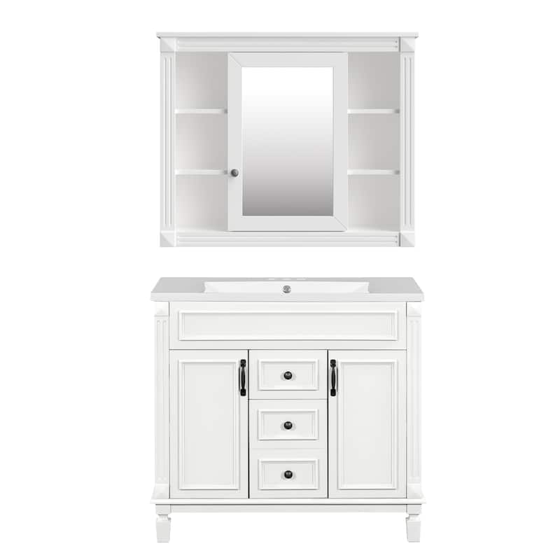 Bathroom Vanity with Top Sink and Mirror Cabinet