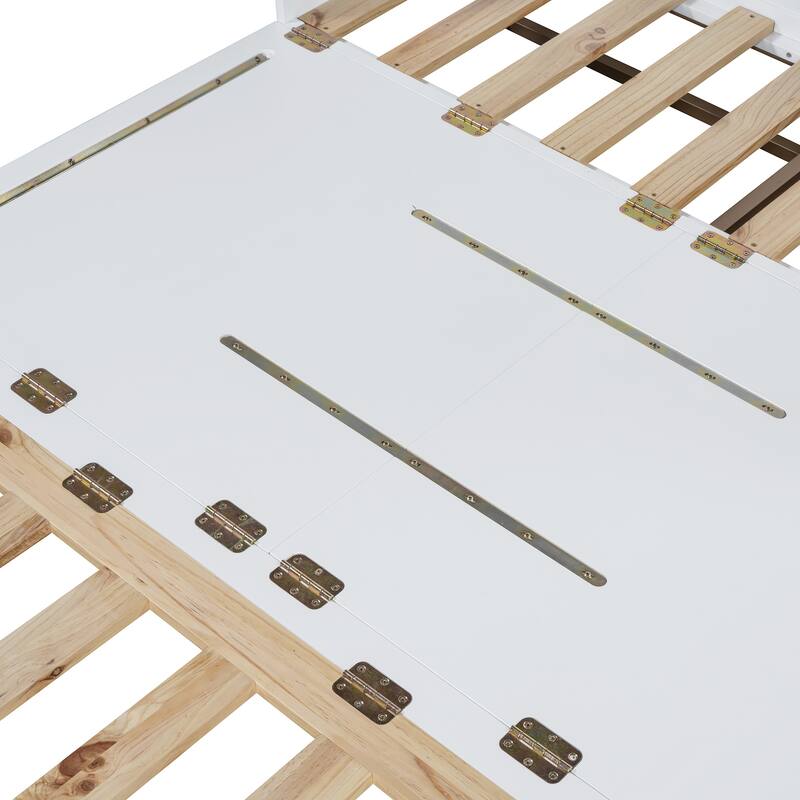 Queen Size Murphy Bed Wall Bed with Iron Legs, Modern Small Room Foldable Bed, Wooden Wall Bed Frame for Home Office