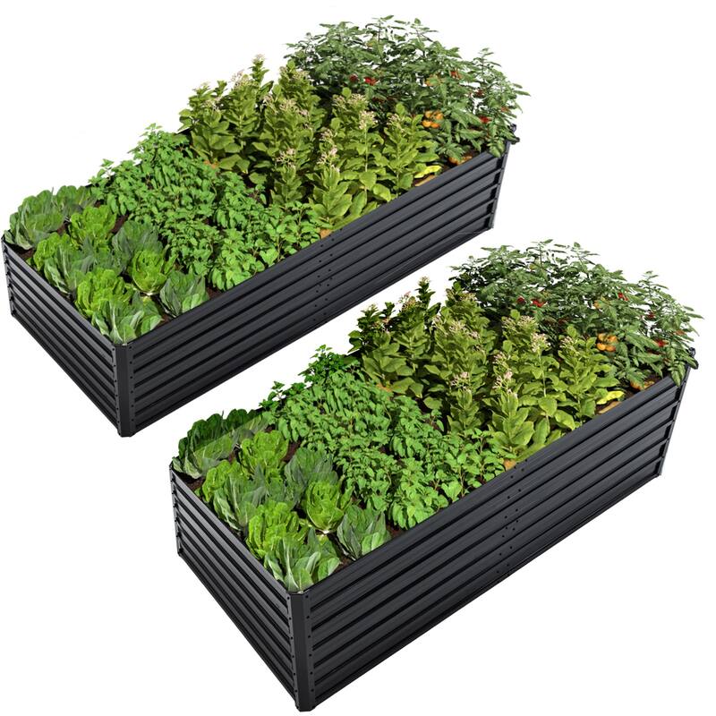 GDFStudio - Olivia Outdoor Galvanized Steel Raised Garden Bed Planter Box