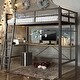 preview thumbnail 1 of 7, Twin Size Metal Loft Bed with Safety Guard & Ladder, No Box Spring Needed Antique Black