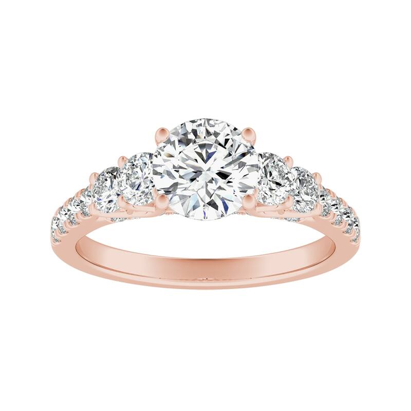 Auriya 14k Gold 2 1/4cttw 5-Stone Moissanite Engagement Ring - Rose - 10