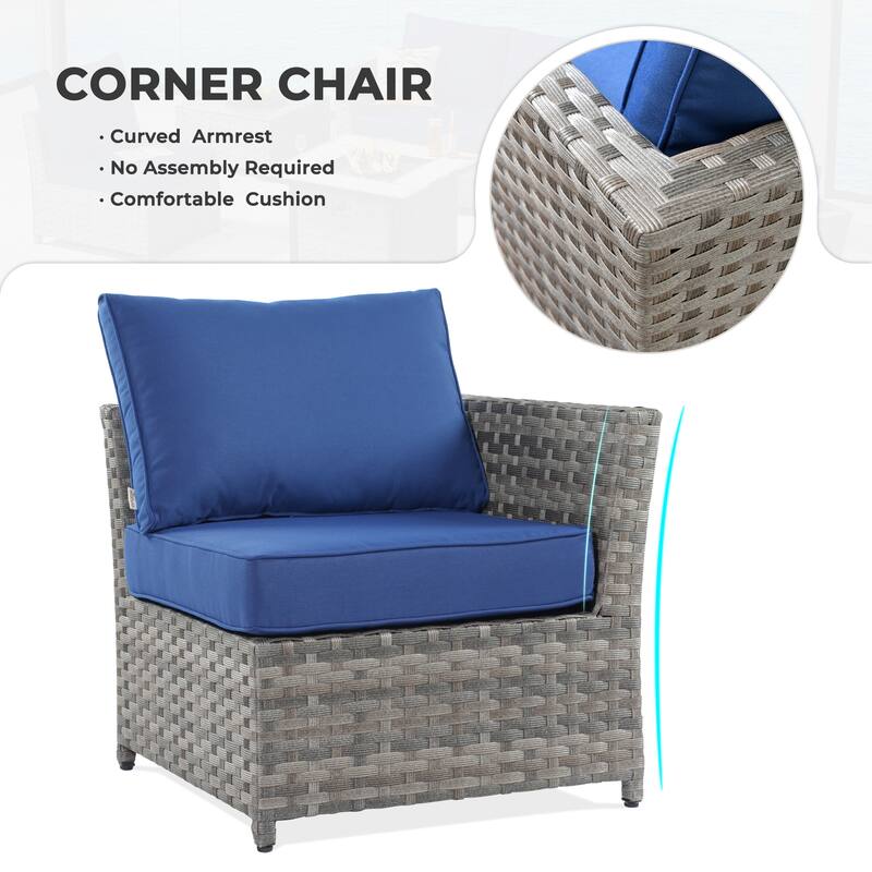 OVIOS 10-Piece Patio Wicker Conversation Rocking Chair Set With Fire Table