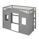 preview thumbnail 7 of 11, Gray Twin Size Solid Wood House Loft Bed with Ladder