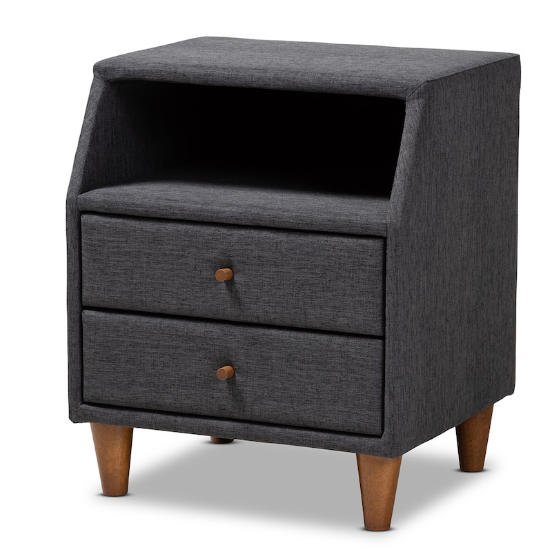 Modern Nightstand with Drawers - Wood & Fabric Bedside Table, 78" Wide