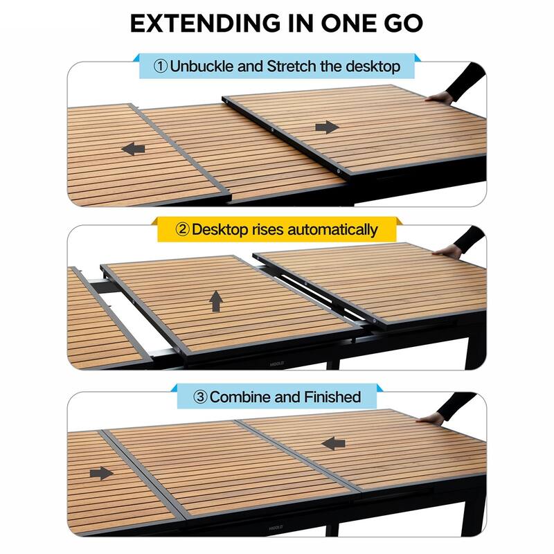 HIGOLD - Heck Extendable Teak Aluminum Outdoor Patio Dining Set