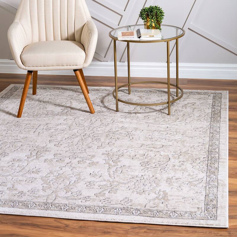 Transitional Wedo Collection Area Rug - 4' Square - Ivory