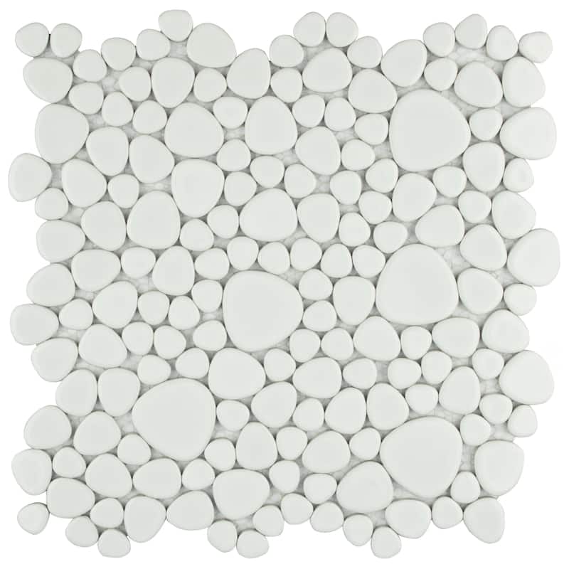 Merola Tile Pebble White 10-3/4" x 10-7/8" Porcelain Floor and Wall Tile