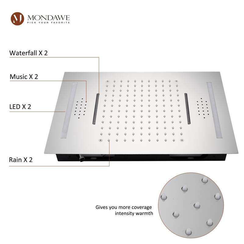 64 Colors LED Light and Music Ceiling Mounted Thermostatic Shower System