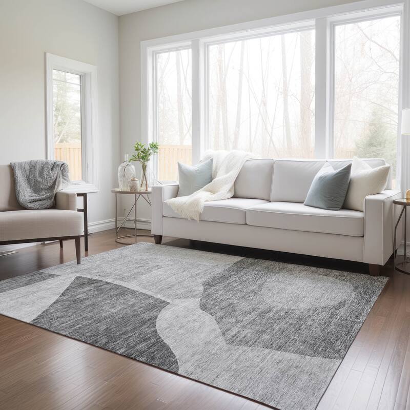 Machine Washable Indoor/ Outdoor Chantille Contemporary Abstract Rug