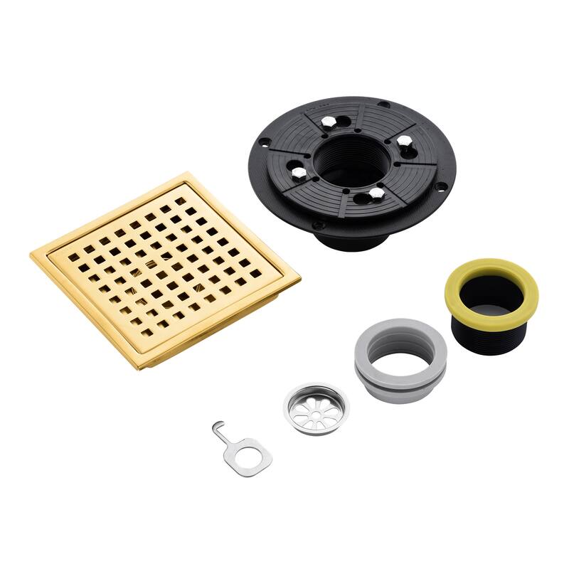 Luxier FD01 6 in. x 6 in. Stainless Steel Square Shower Floor Drain