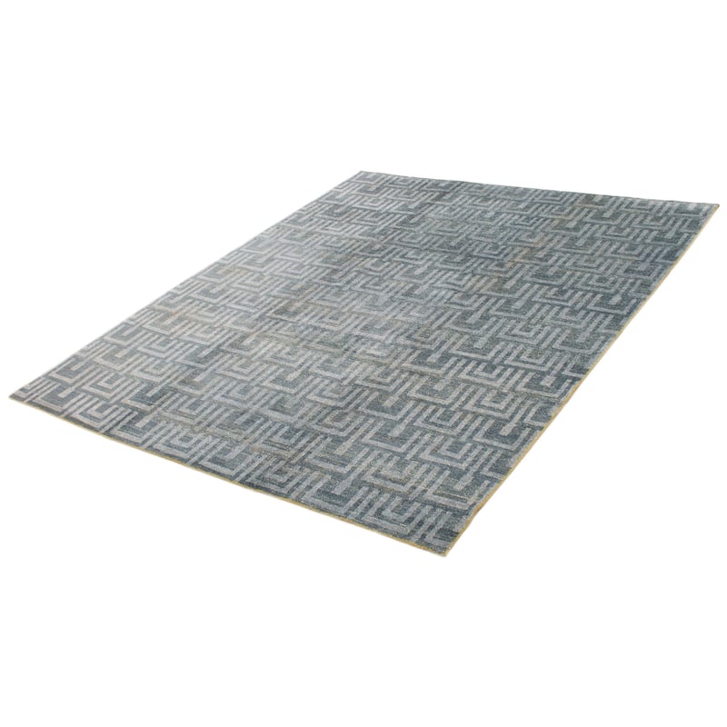 ECARPETGALLERY Hand-knotted Eternity Blue Silk Rug - 8'0 x 9'7