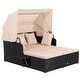 preview thumbnail 3 of 61, Outdoor Patio Daybed with Canopy and Foldable Side Trays - 65" x 60.5 x 58.5" Beige