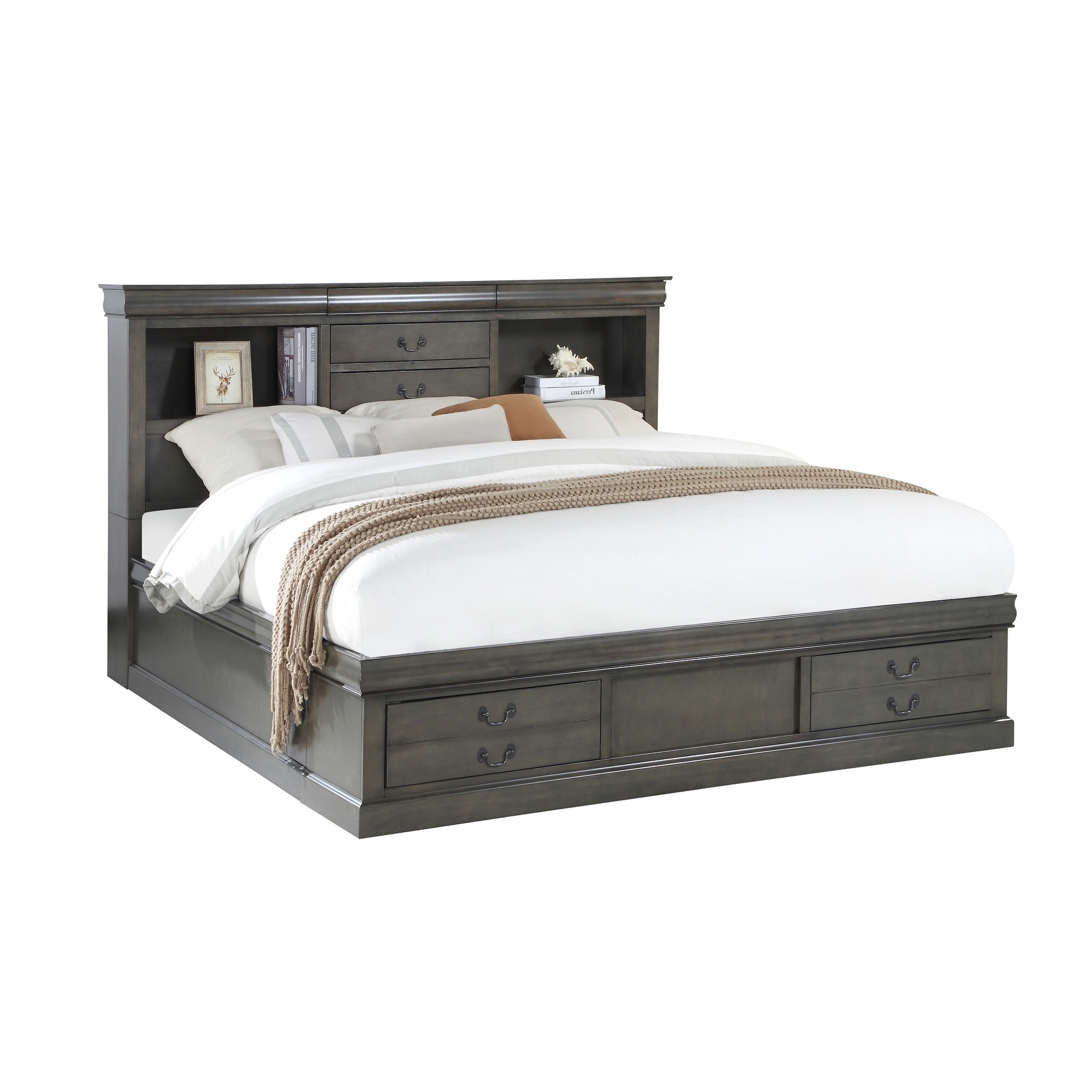 Louis Philippe Antique Gray Queen Bed