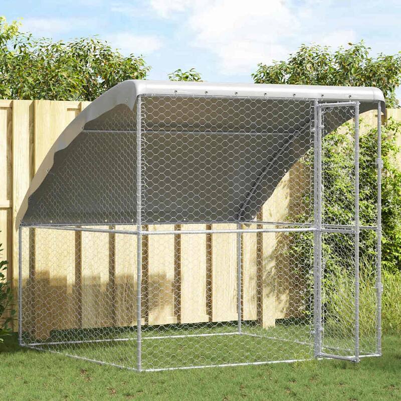 vidaXL Dog Kennel 2 pcs Silver Steel