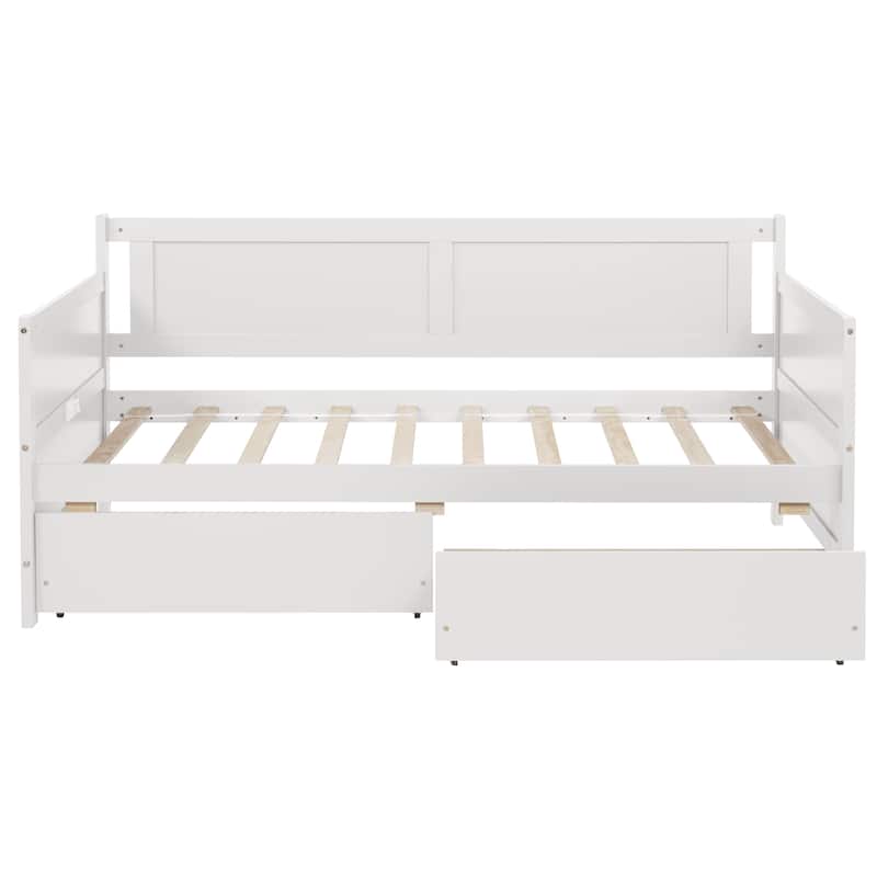 Twin Size Daybed Pine Wood Sofa Bed Frame with 2 Storage Drawers