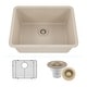 preview thumbnail 1 of 6, Lexicon Undermount Quartz 23 Inch Single Bowl Kitchen Sink Kit Galaxy Beige