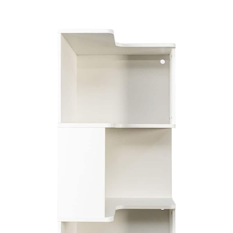 Corner Book Shelf - 5 Tier Corner Bookshelf Bookcase with Baffle, Freestanding L Shaped Display Shelf Stand