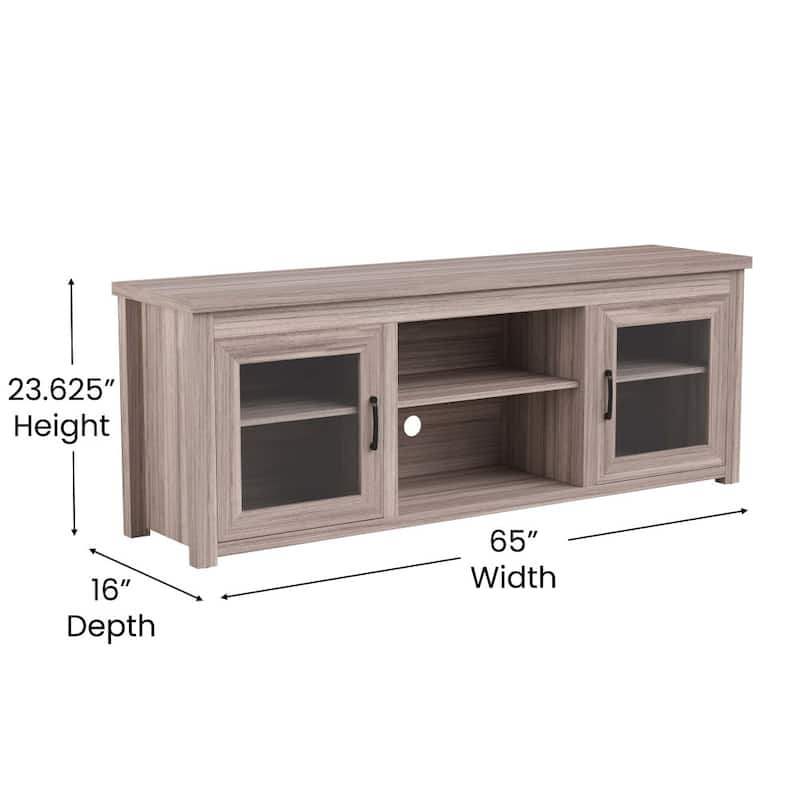 Classic TV Stand for up to 80" TVs-Glass Fronted Doors-Modern Finish