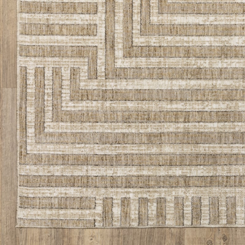 Hansel Geometric Maze Beige/ Ivory Area Rug
