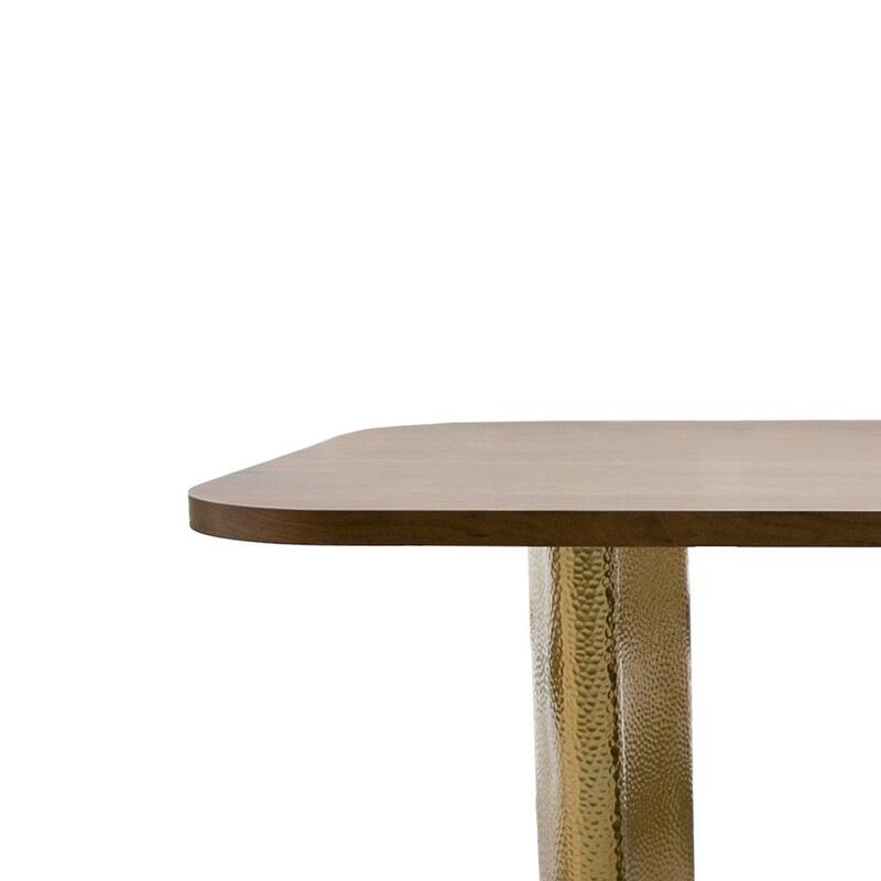 Cid Jorie 87 Inch Dining Table, Rectangular Top, Walnut Brown Veneer, Steel