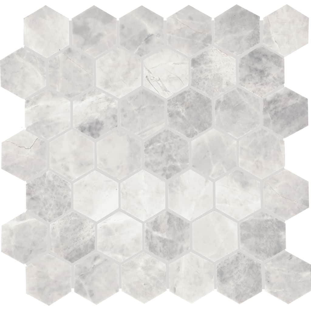 Daltile Eclessia Marble Natural Stone 2" Hexagon Mosaic Honed (10 PCS Per Carton) (9.70 SQFT Per Carton)