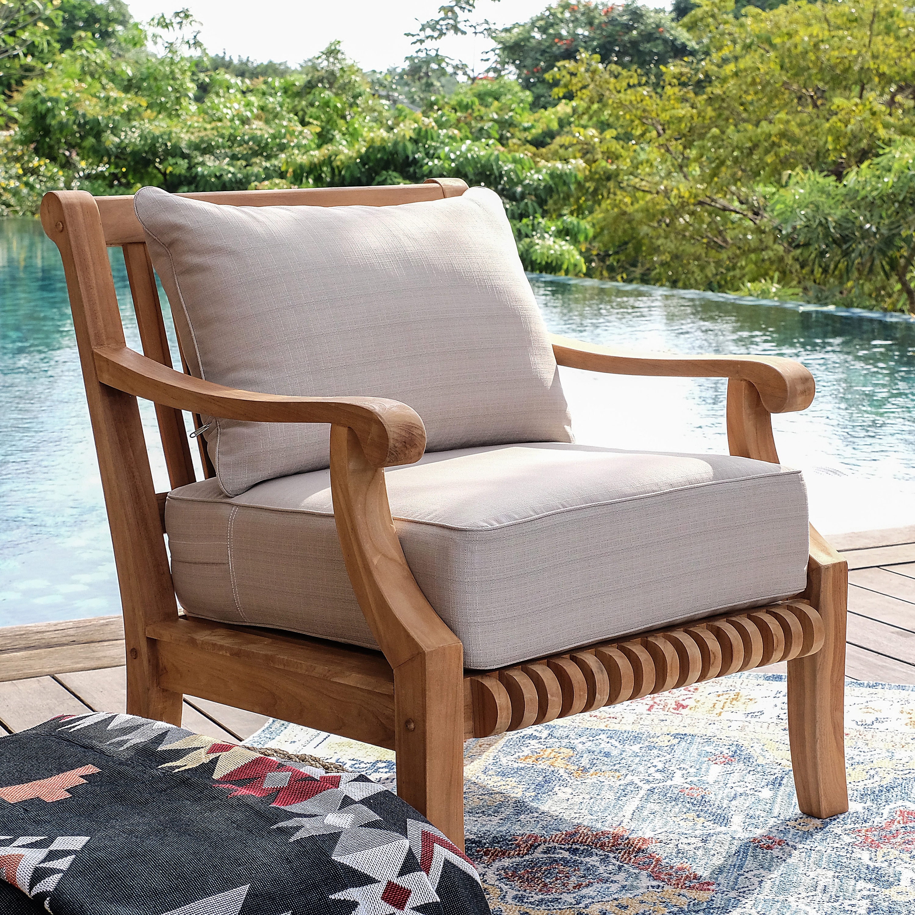 Cambridge Casual Chara Teak Patio Club Chair with Cushion