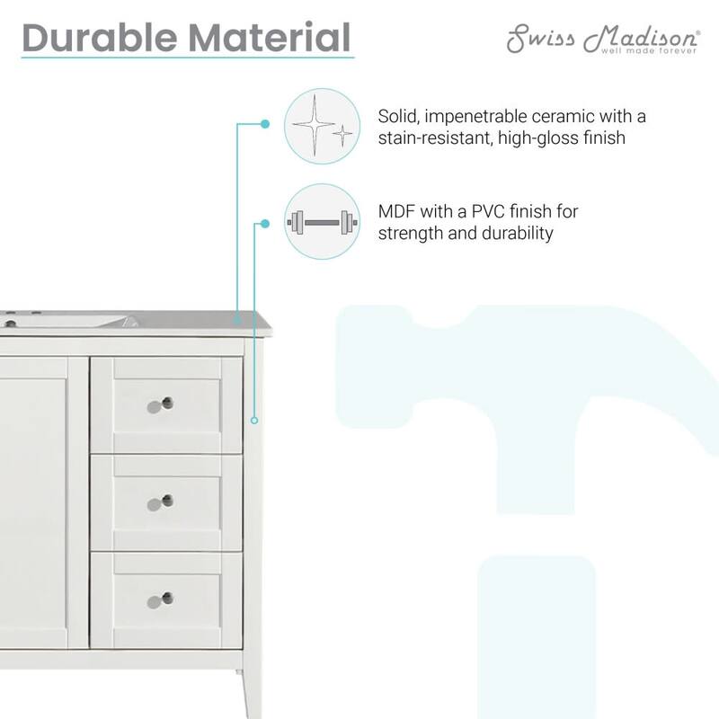 Swiss Madison SM-BV414-3 Cannes 48" Free Standing Single Basin Vanity