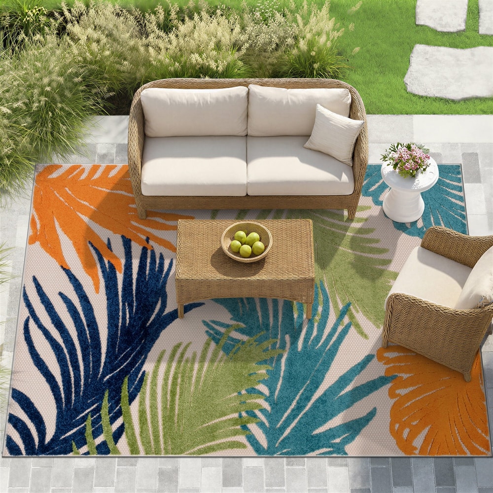 World Rug Gallery Tropical Floral Indoor/Outdoor Area Rug