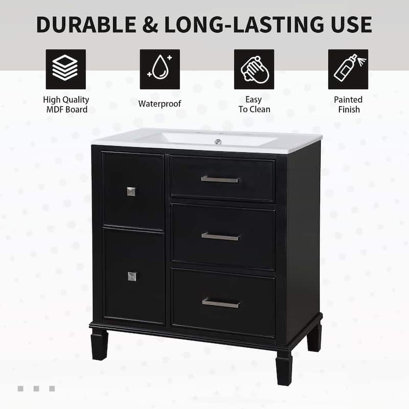 30 Inch Bathroom Vanity with Ceramic Sink