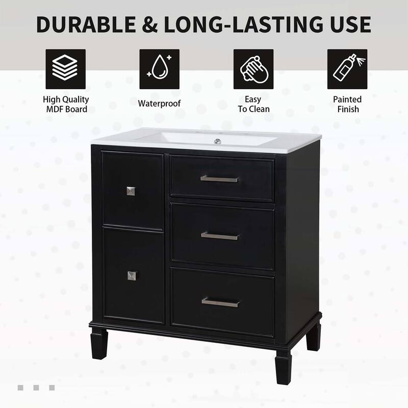 Freestanding Vanity Set with Drawers & One Flip Drawer