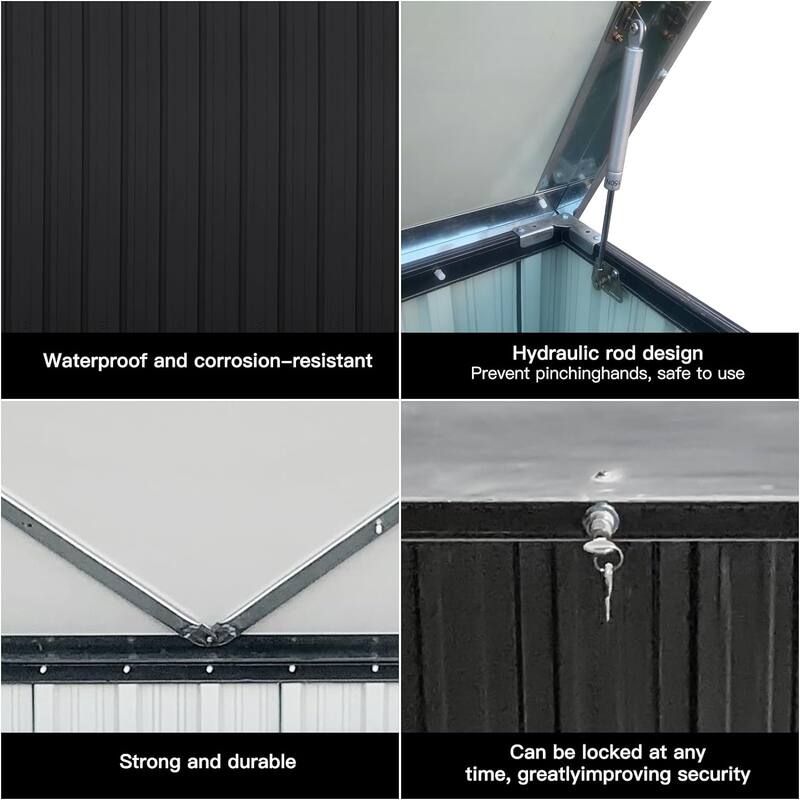 Outdoor Deck Box,Waterproof Lockable Metal Storage Container for Patio Cushions Gardening Tools and Pool Toys